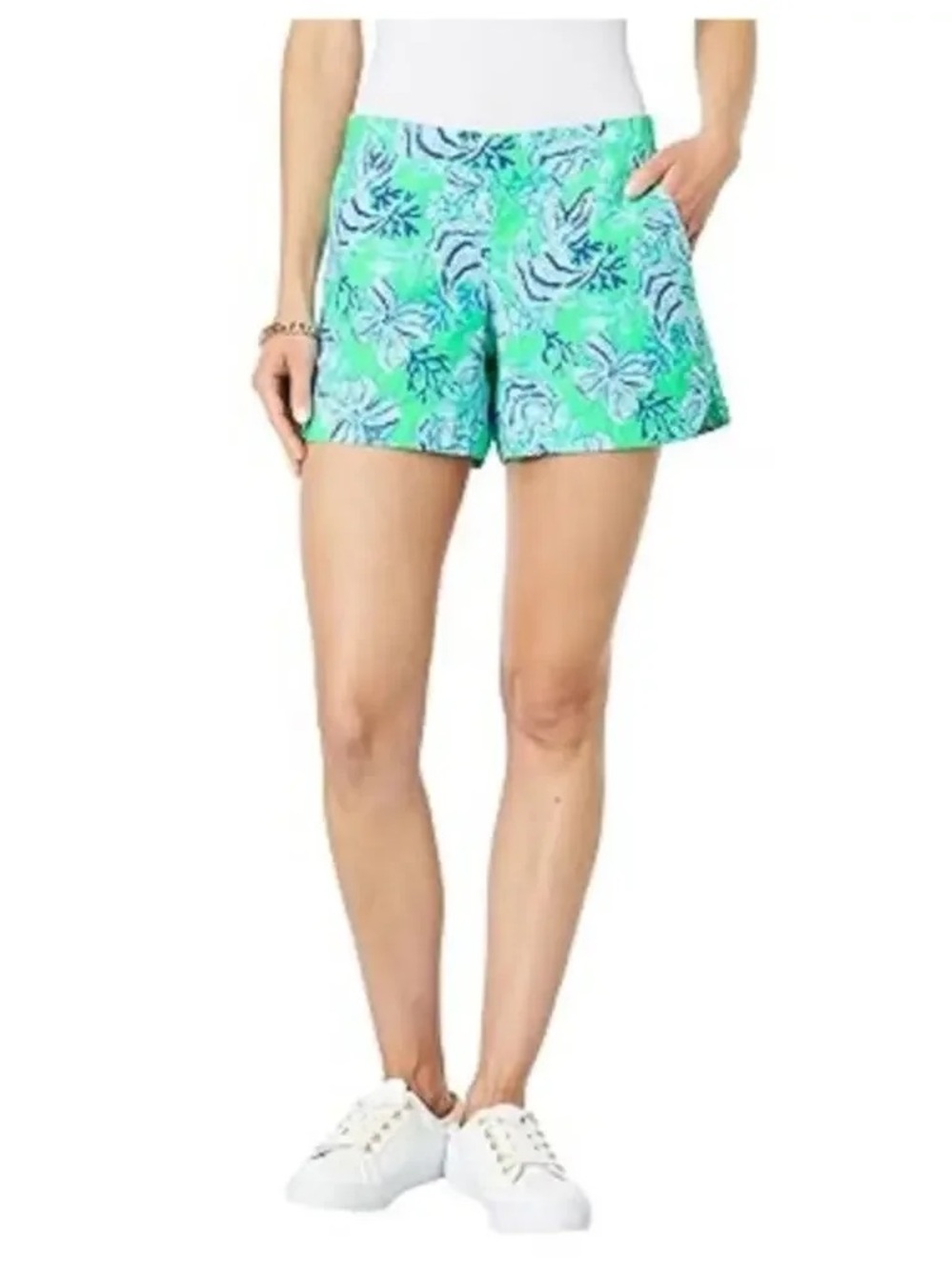 Lilly Pulitzer Ocean View Short- Cabana Green Keepin It Reel Pull-On Shorts Med